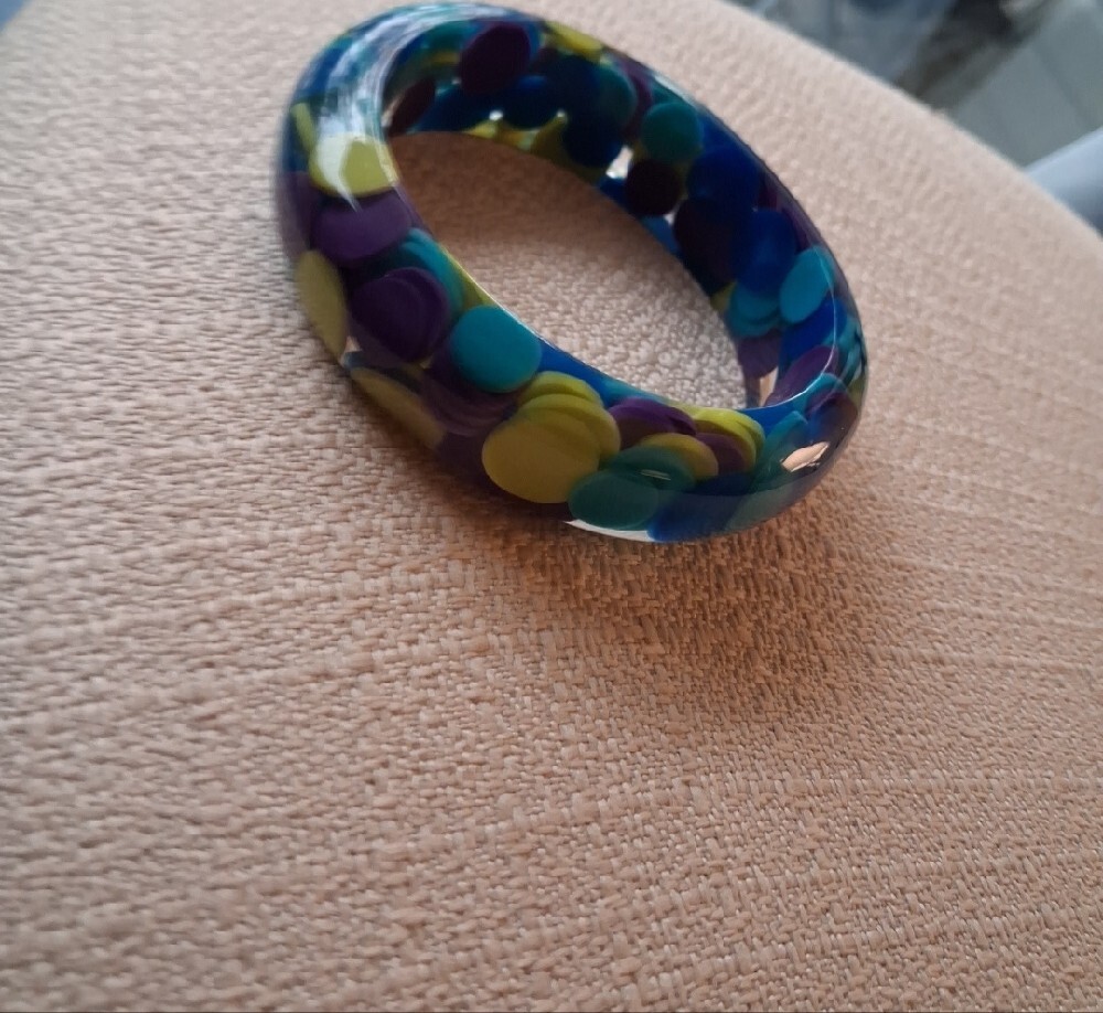 Sobral Blue, Purple & Yellow Resin Bangle Bracelet - Picture 5 of 16